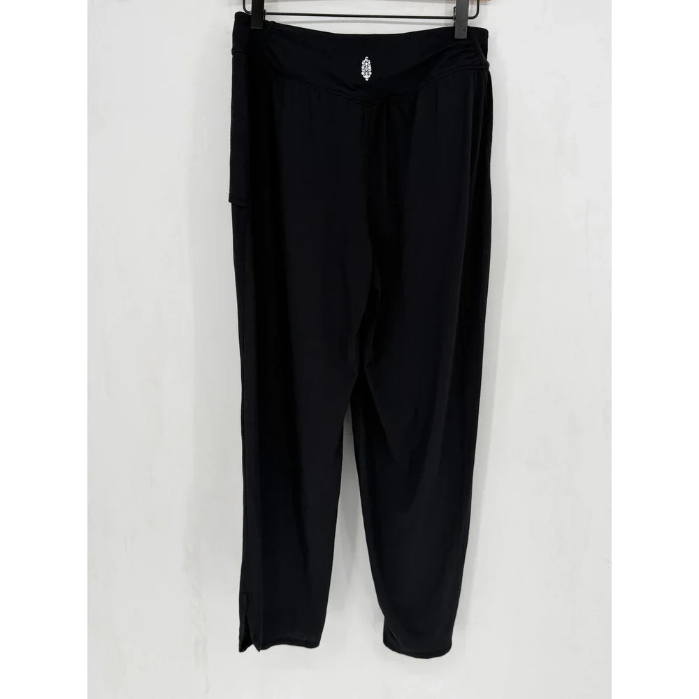 Free People FP Movement Pants Women XS Black Tie Front Split Hem Yoga Athleisure